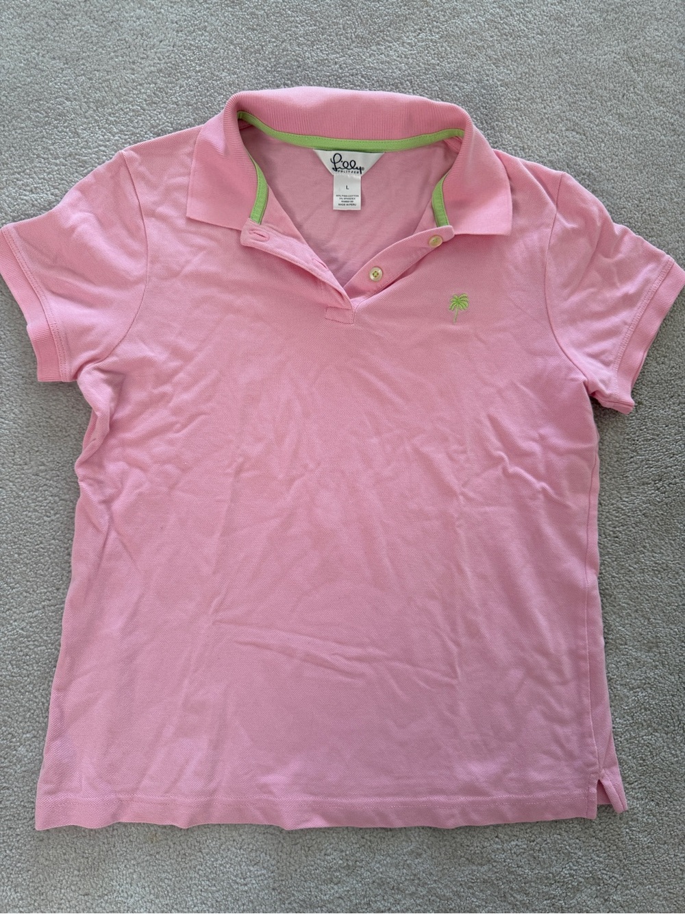 Lilly Pulitzer Light Pink Polo with Lime Trim